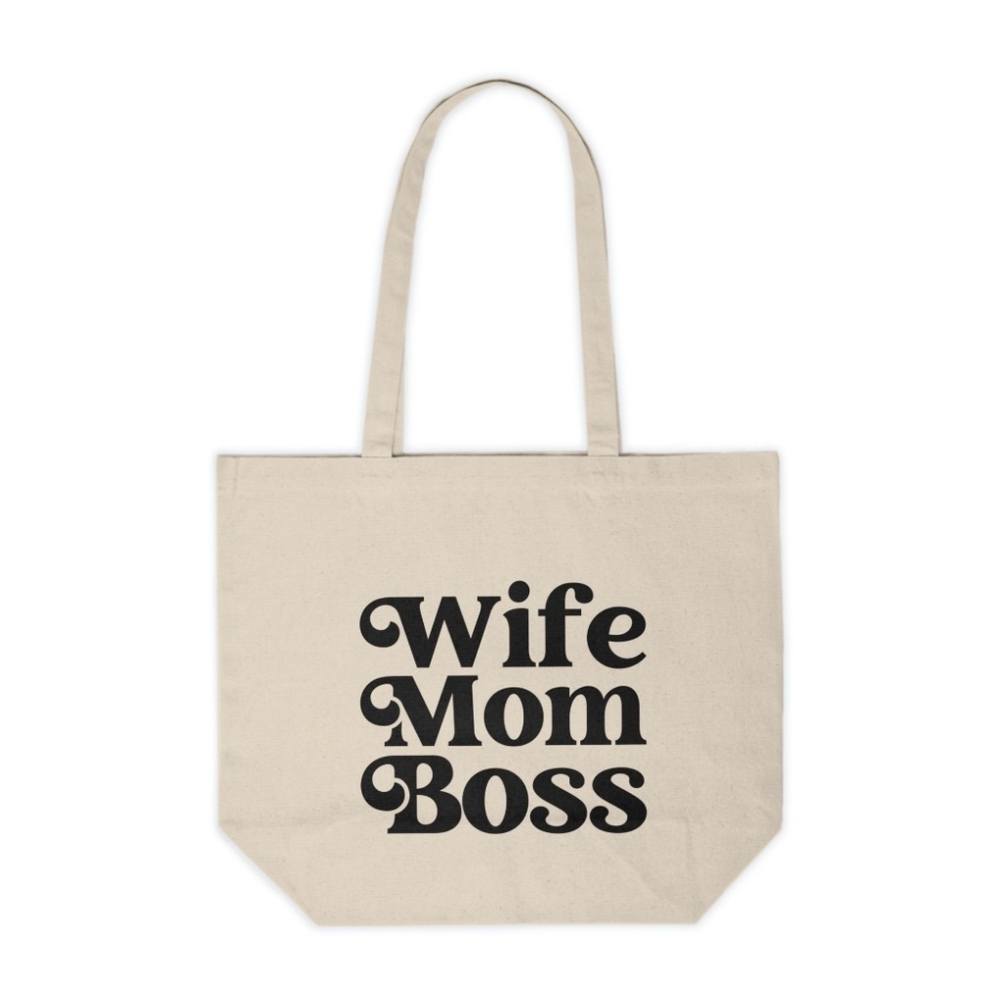 Wife Mom Boss Custom Canvas Tote Bag